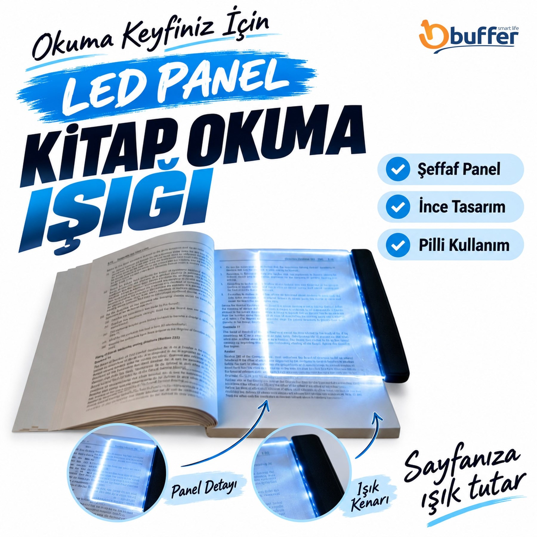 Popüler Sepet Kitap Arası Okuma Işığı LED Panel Kitap Okuma Lambası